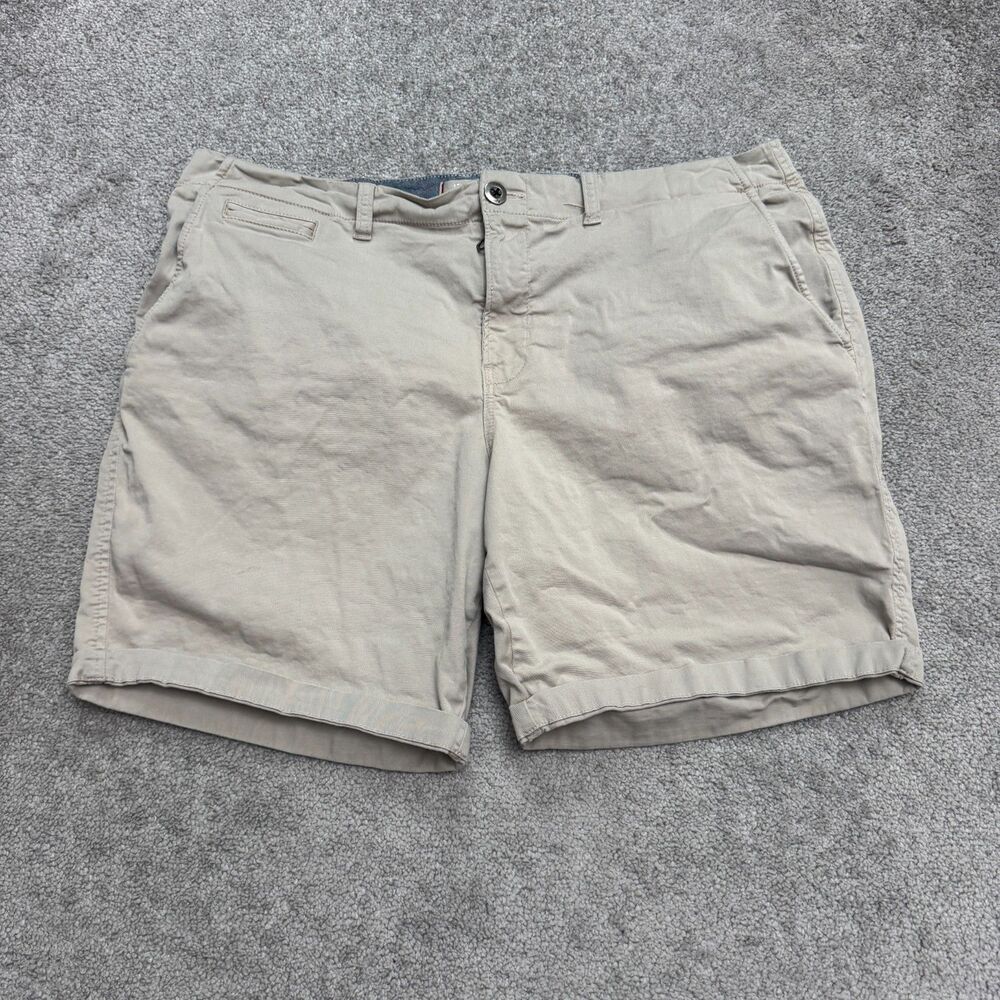 Paperbacks Cotton Casual Chino Shorts Mens 38 Khaki Beige Flat Front Cuffed